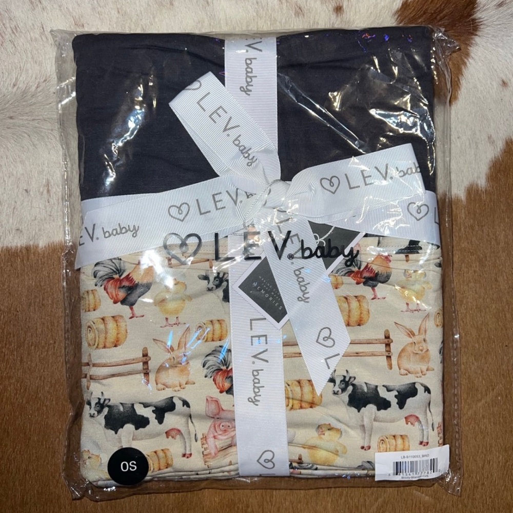 LEV Baby Brody Farm Print Bamboo Blanket